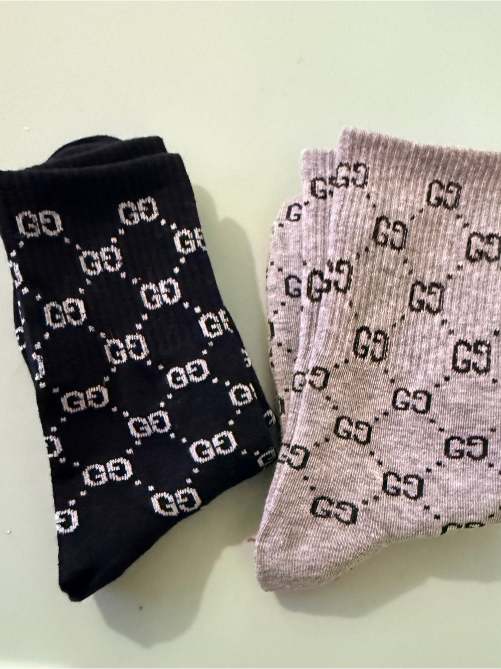 Black & Gray Logo Crew Socks - Luxury Designer Style